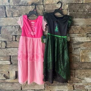 NWT Girl’s Wicked Princess Glinda and Elphaba pajama gowns 6/6X